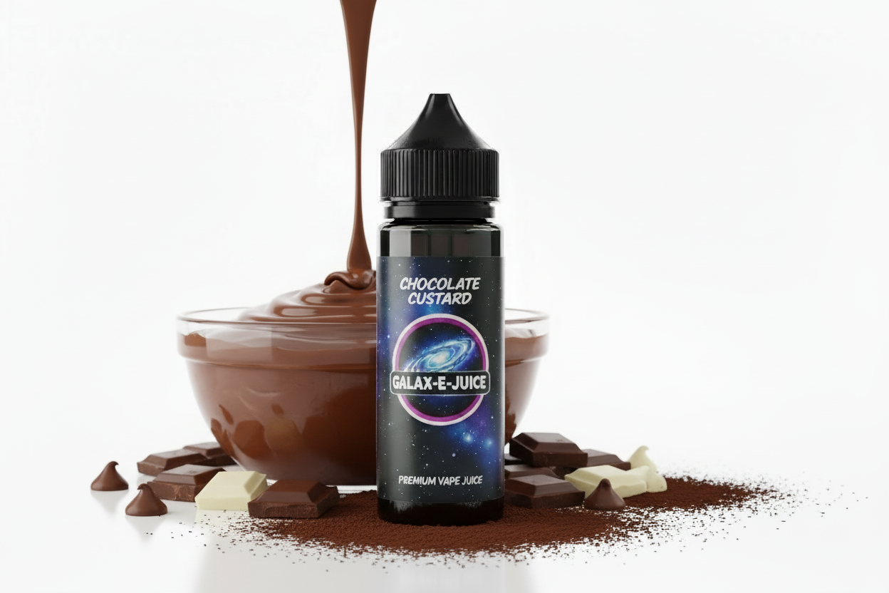 Chocolate Custard Galax-E-Juice bottle with chocolate custard