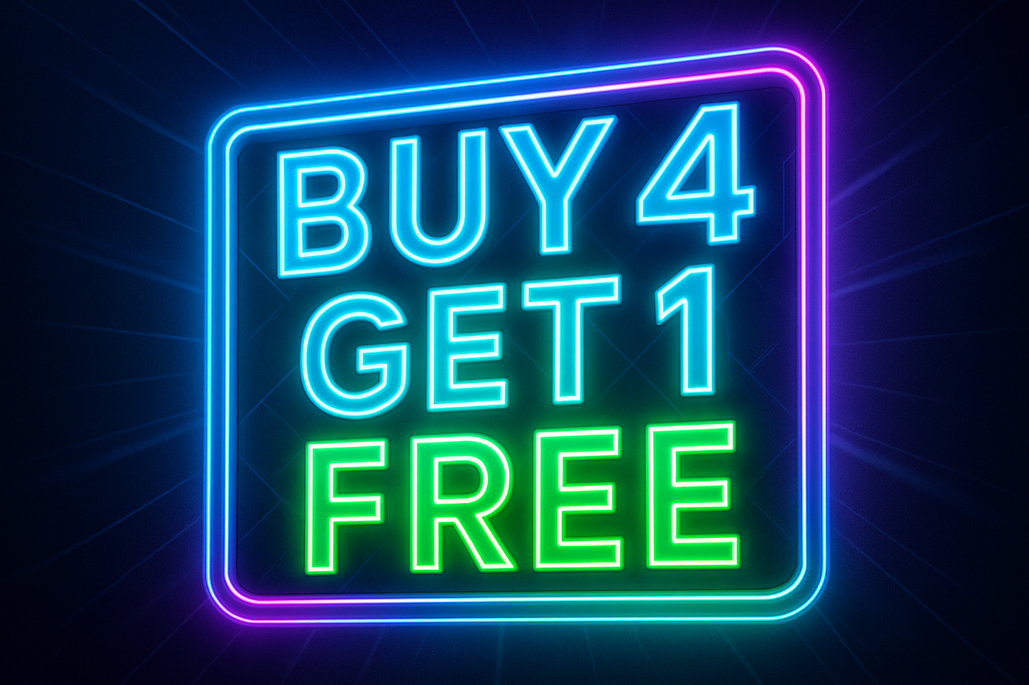 cool bright sign saying Buy 4 Get 1 Free
