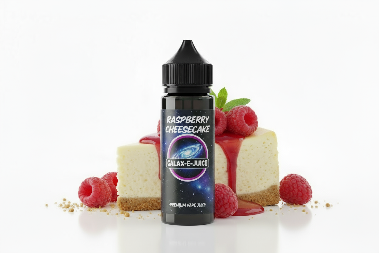 Raspberry Cheesecake E-Liquid 100ml - UK Made Premium Vape Juice | Galax-E-Juice