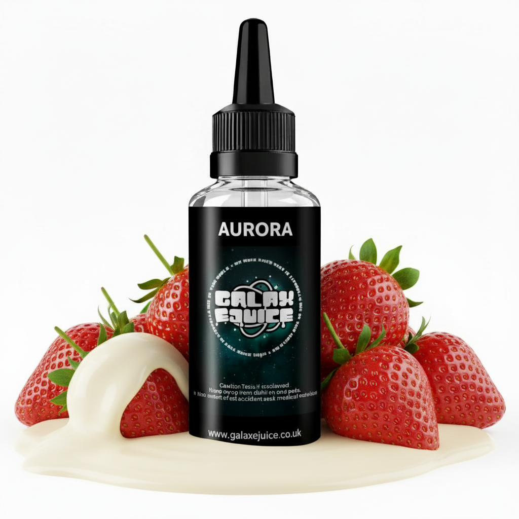 Bottle of Galax-E-Juice Aurora E-Liquid 100ml Shortfill on a white background