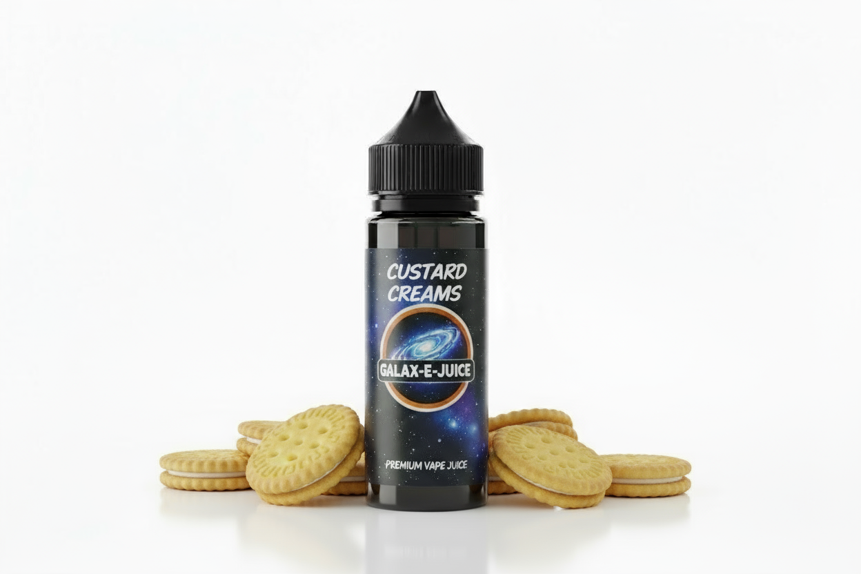 Custard Creams E-Liquid 100ml - UK Made Premium Vape Juice | Galax-E-Juice