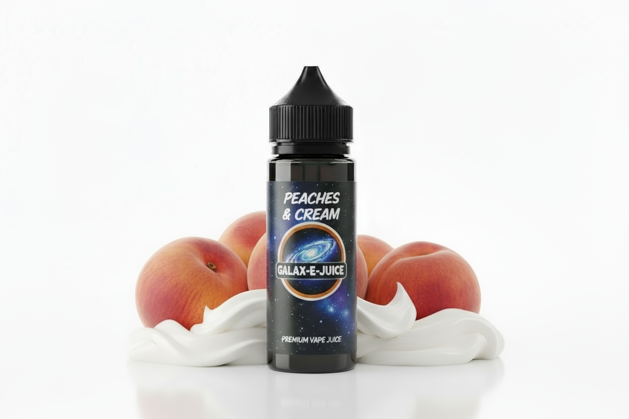 Peaches & Cream E-Liquid 100ml - UK Made Premium Vape Juice | Galax-E-Juice