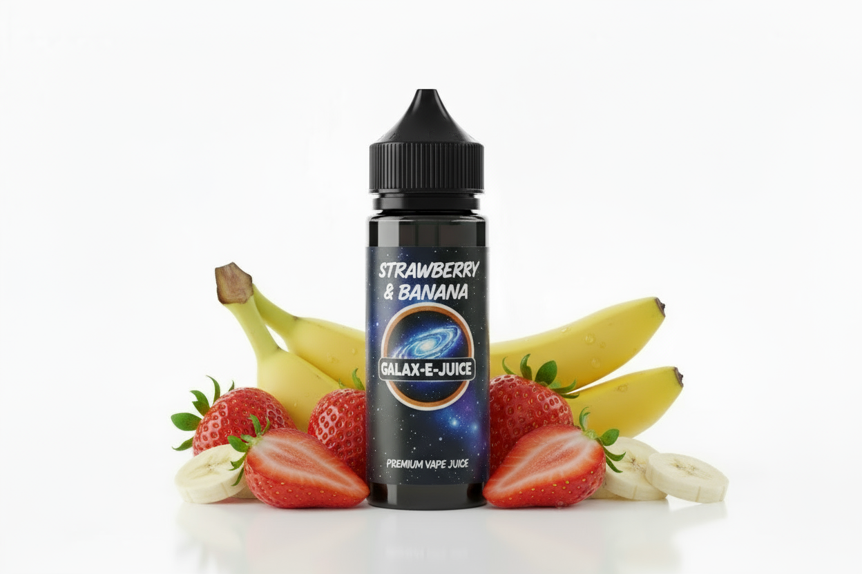 Strawberry & Banana E-Liquid 100ml - UK Made Premium Vape Juice | Galax-E-Juice
