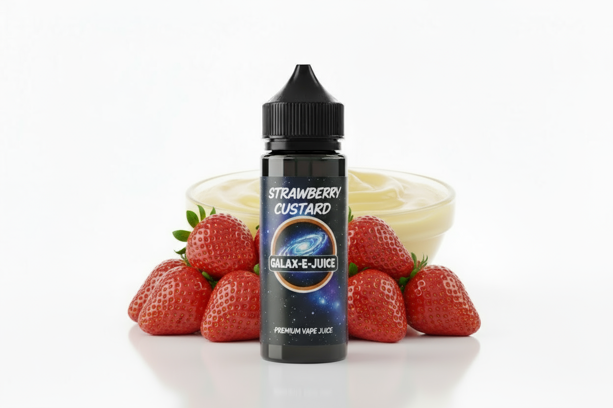 Strawberry Custard E-Liquid 100ml - UK Made Premium Vape Juice | Galax-E-Juice