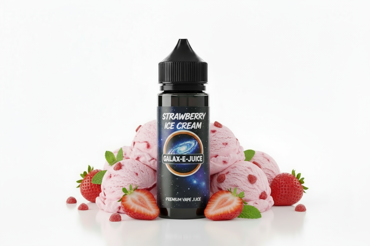 Strawberry Ice Cream E-Liquid 100ml - UK Made Premium Vape Juice | Galax-E-Juice