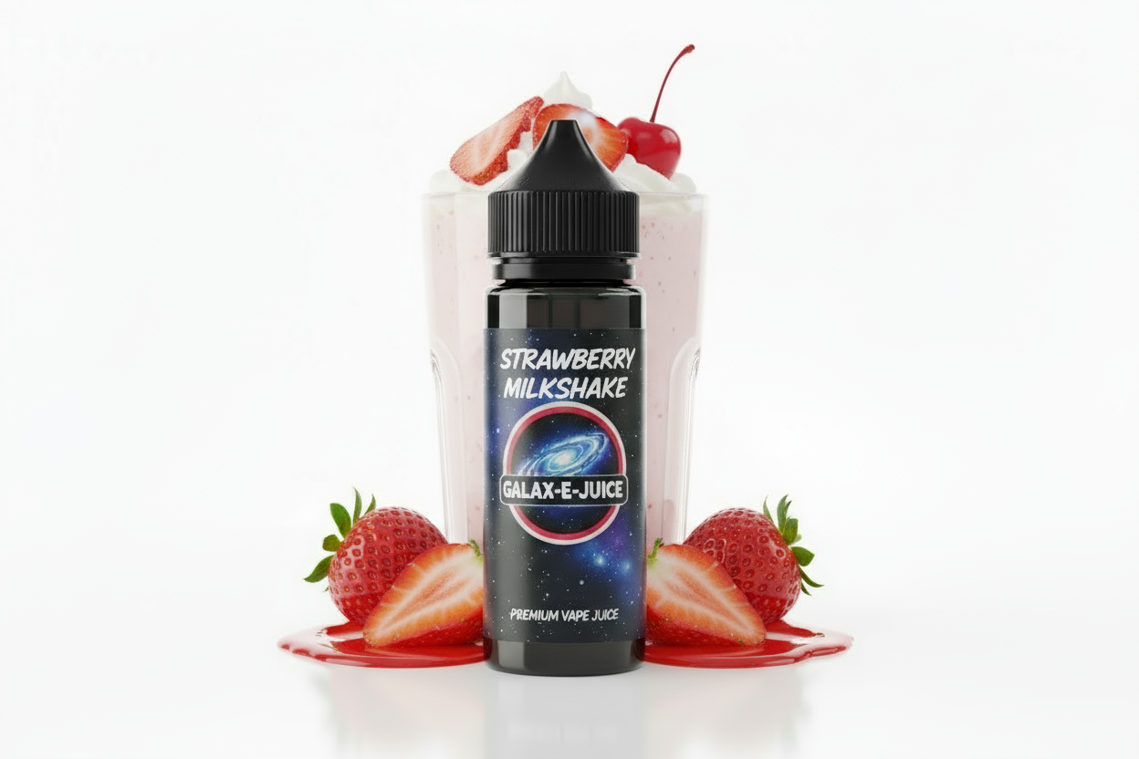 Strawberry Milkshake E-Liquid 100ml - UK Made Premium Vape Juice | Galax-E-Juice
