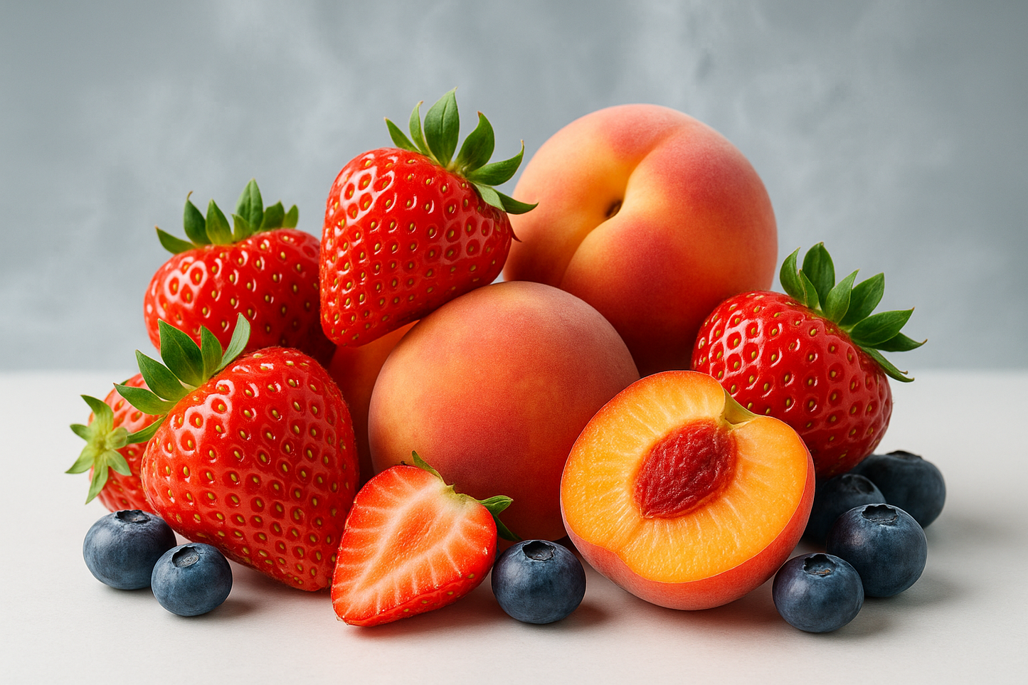 strawberry, peach and blueberry mix