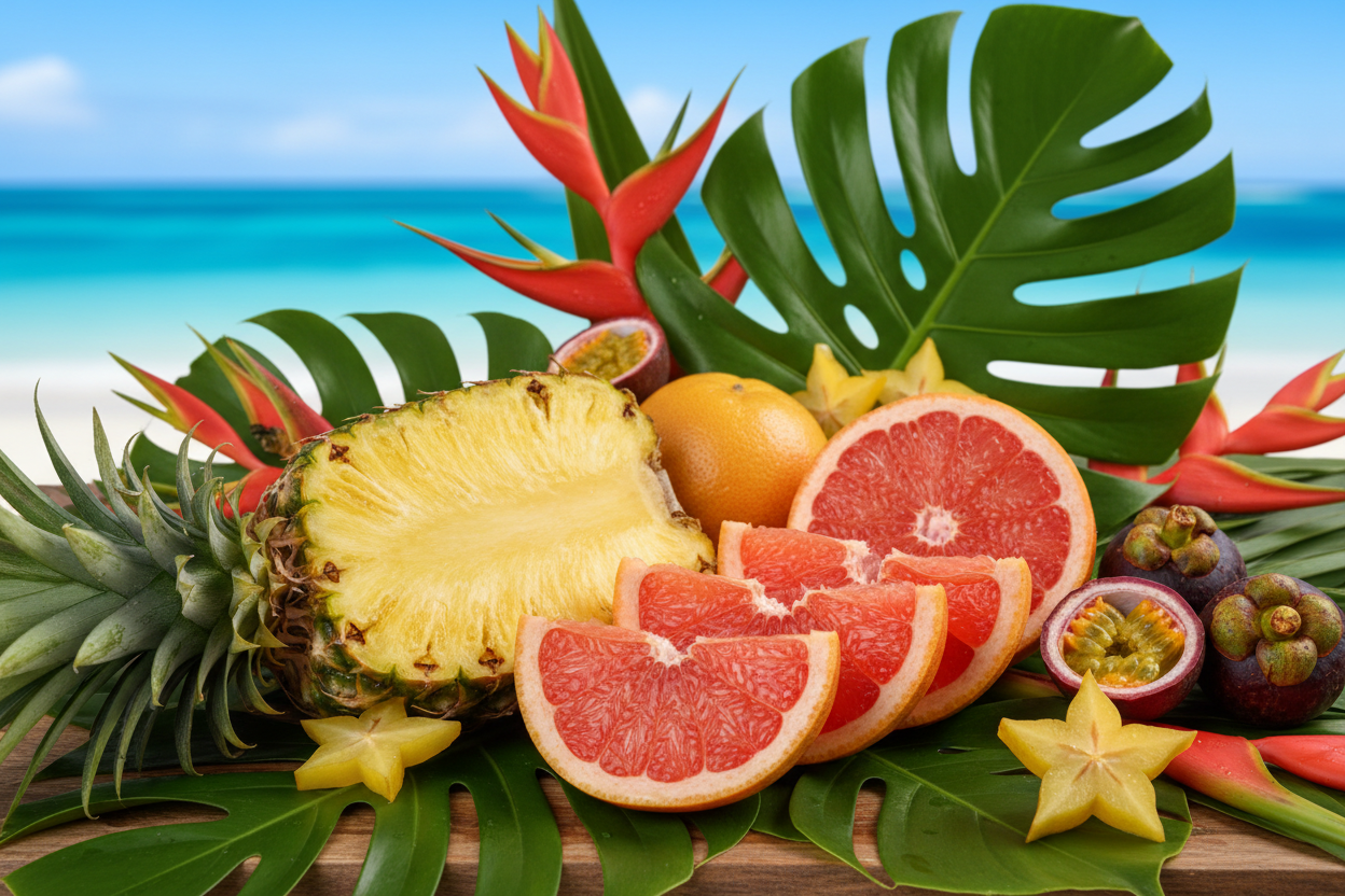 Tropical. Pineapple and Grapefruit